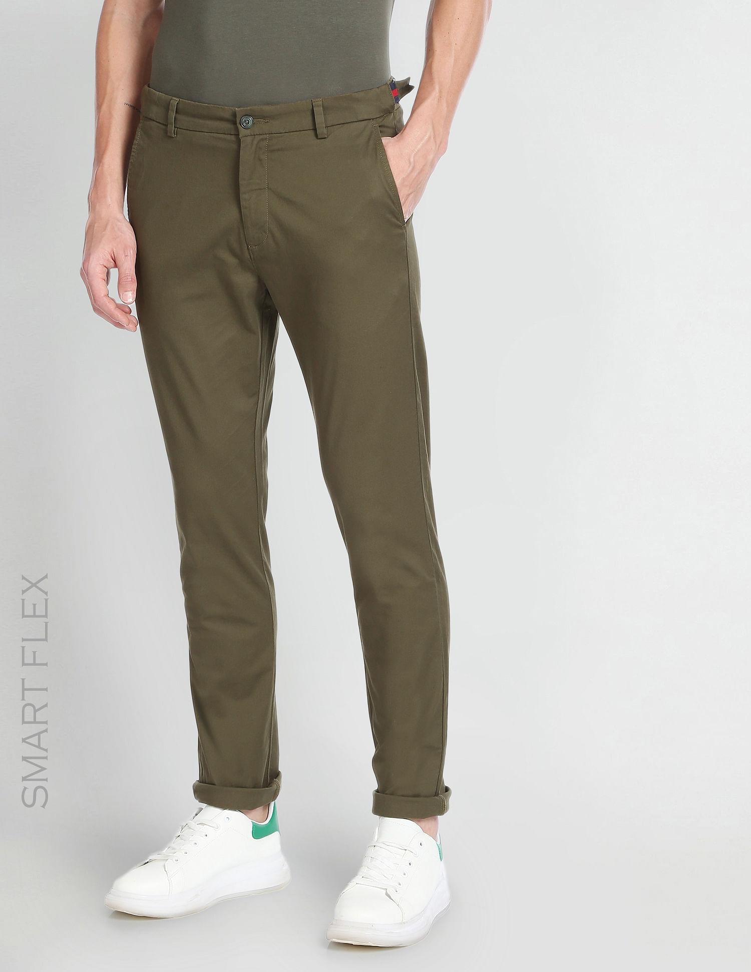 low rise solid casual trousers