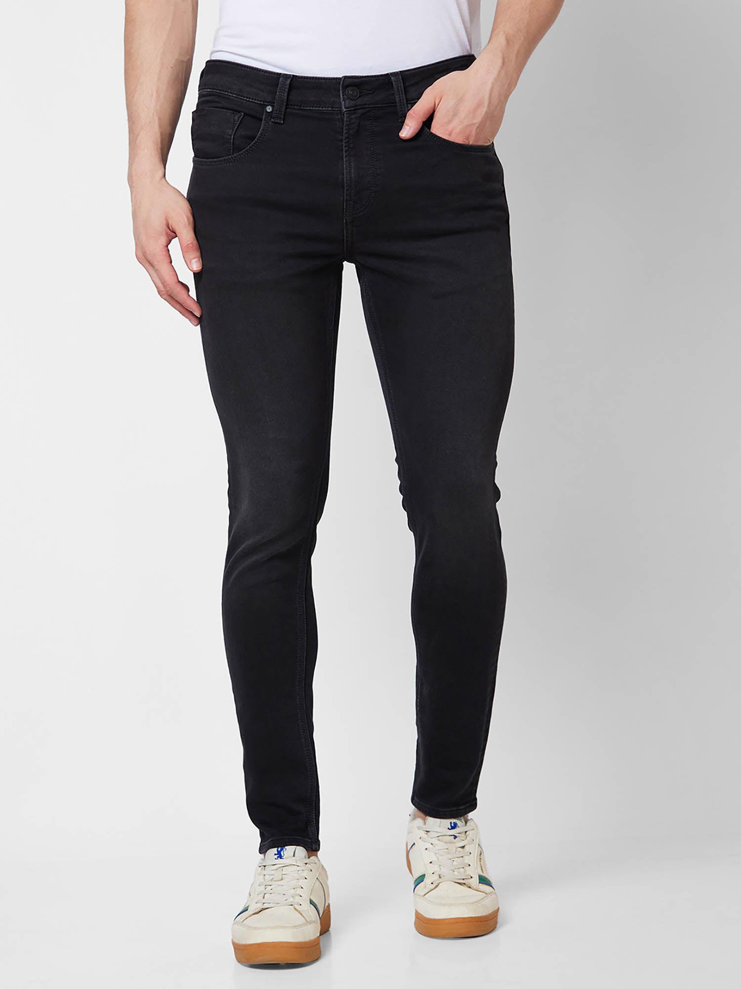 low rise super slim fit black jeans for men