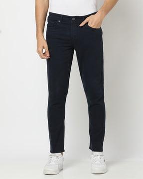 low-rise tapered fit jeans