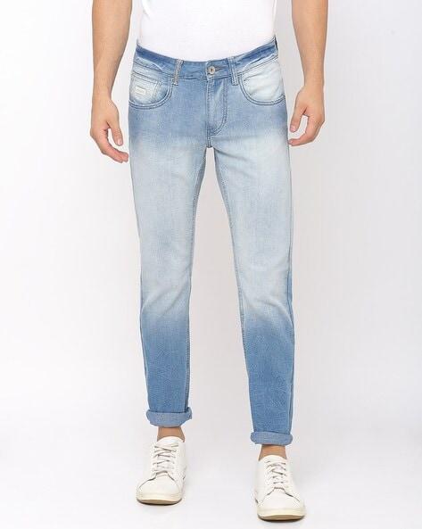 low-rise washed skinny jeans