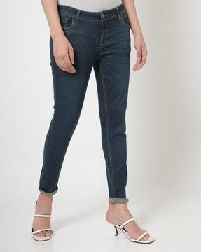 low-rise washed skinny jeans