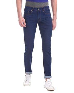 low-rise washed slim fit jeans