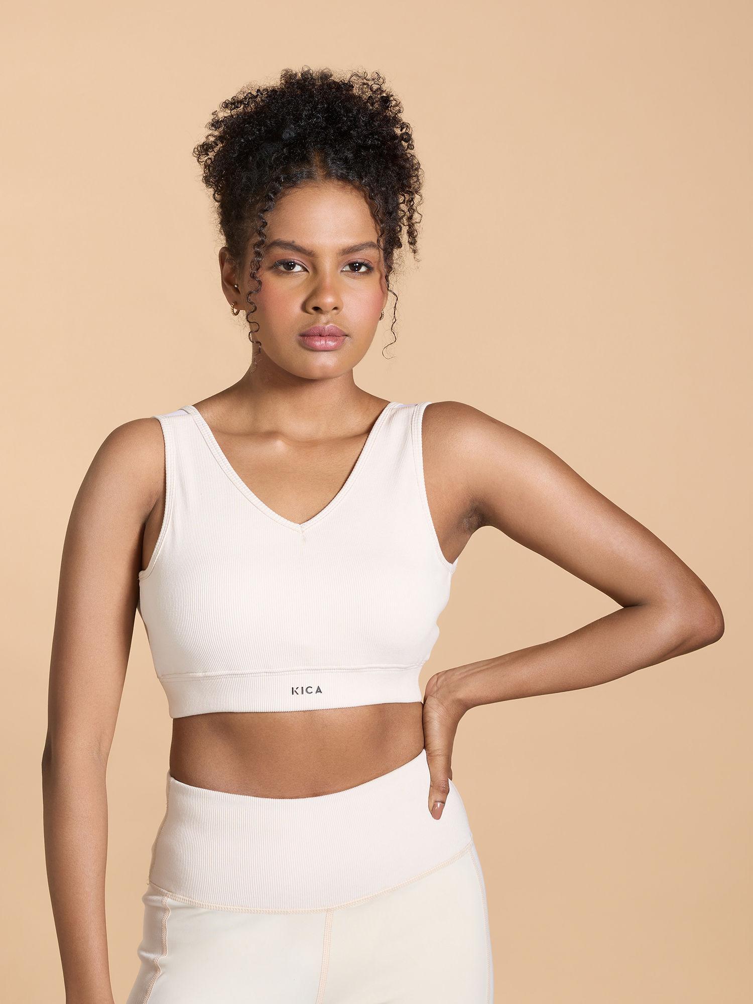 low support ribbed cotton sports bra for yoga