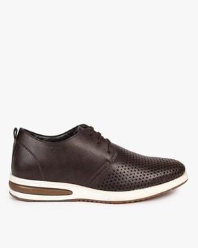low-top lace-up shoes with perforation