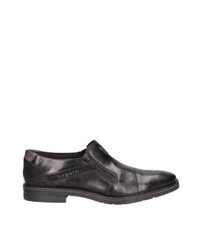 low-top round-toe leather loafers