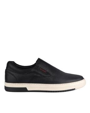 low-top slip-on leather sneakers