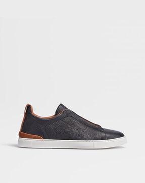 low-top leather slip-on sneakers