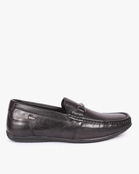 low-top slip-on loafers with metal accent
