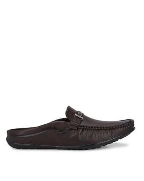 low-top slip-on loafers with metal accent