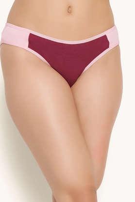 low waist colourblocked bikini panty in baby pink - cotton - pink