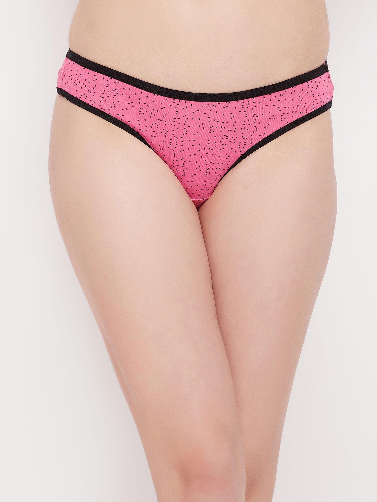 low waist dot print bikini panty in rouge pink - cotton