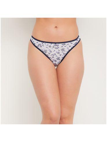 low waist floral print thong in light grey