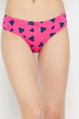 low waist fruit print thong in hot pink with inner elastic - cotton - pink