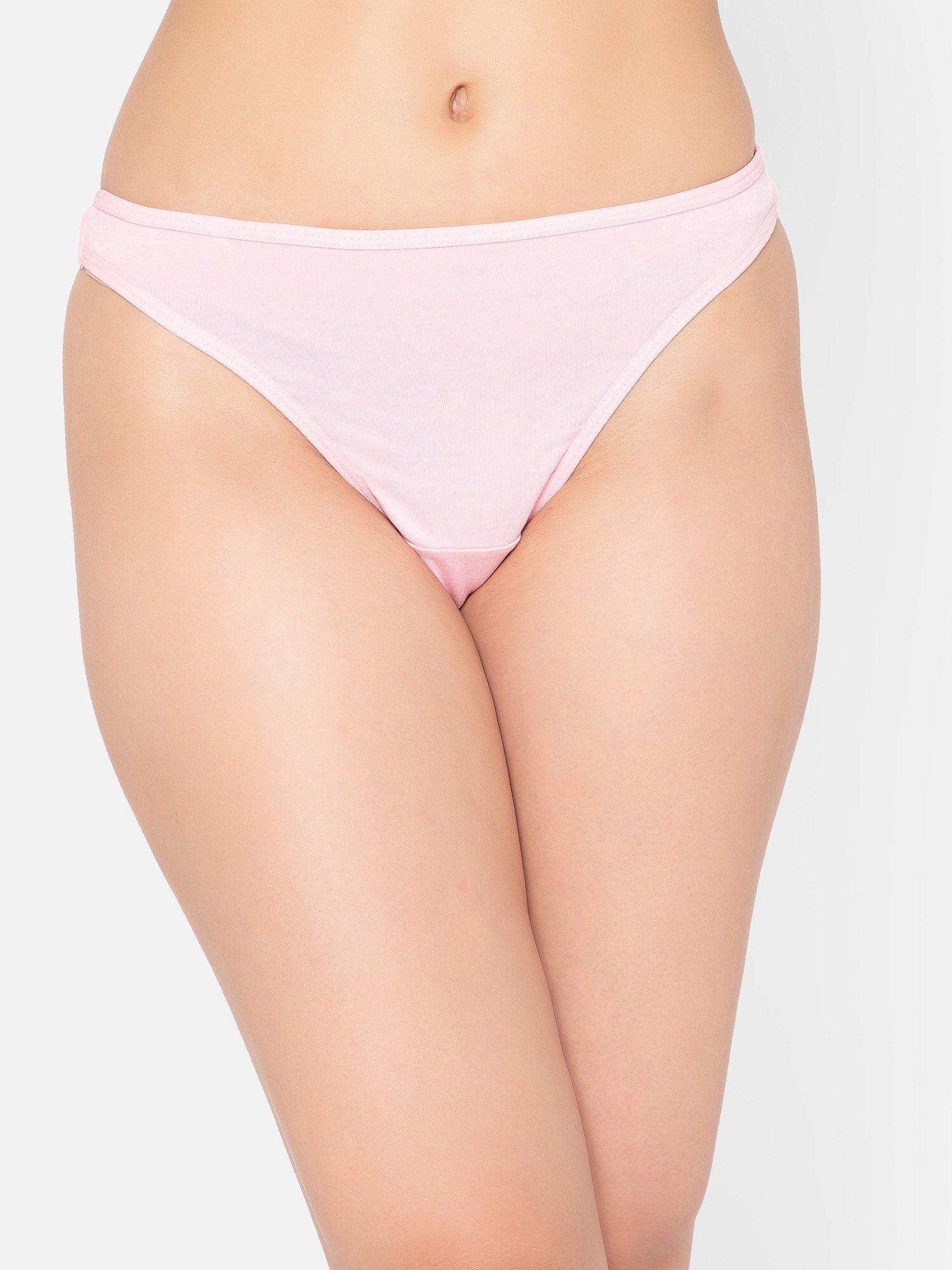 low waist thong in baby pink - cotton