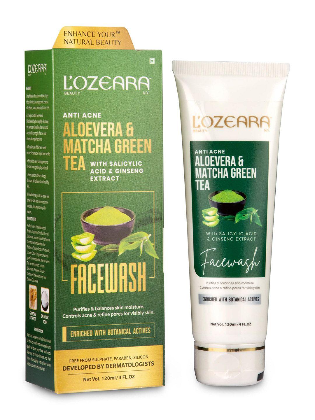 lozeara beauty n.y aloe vera & matcha green tea face wash 120 ml