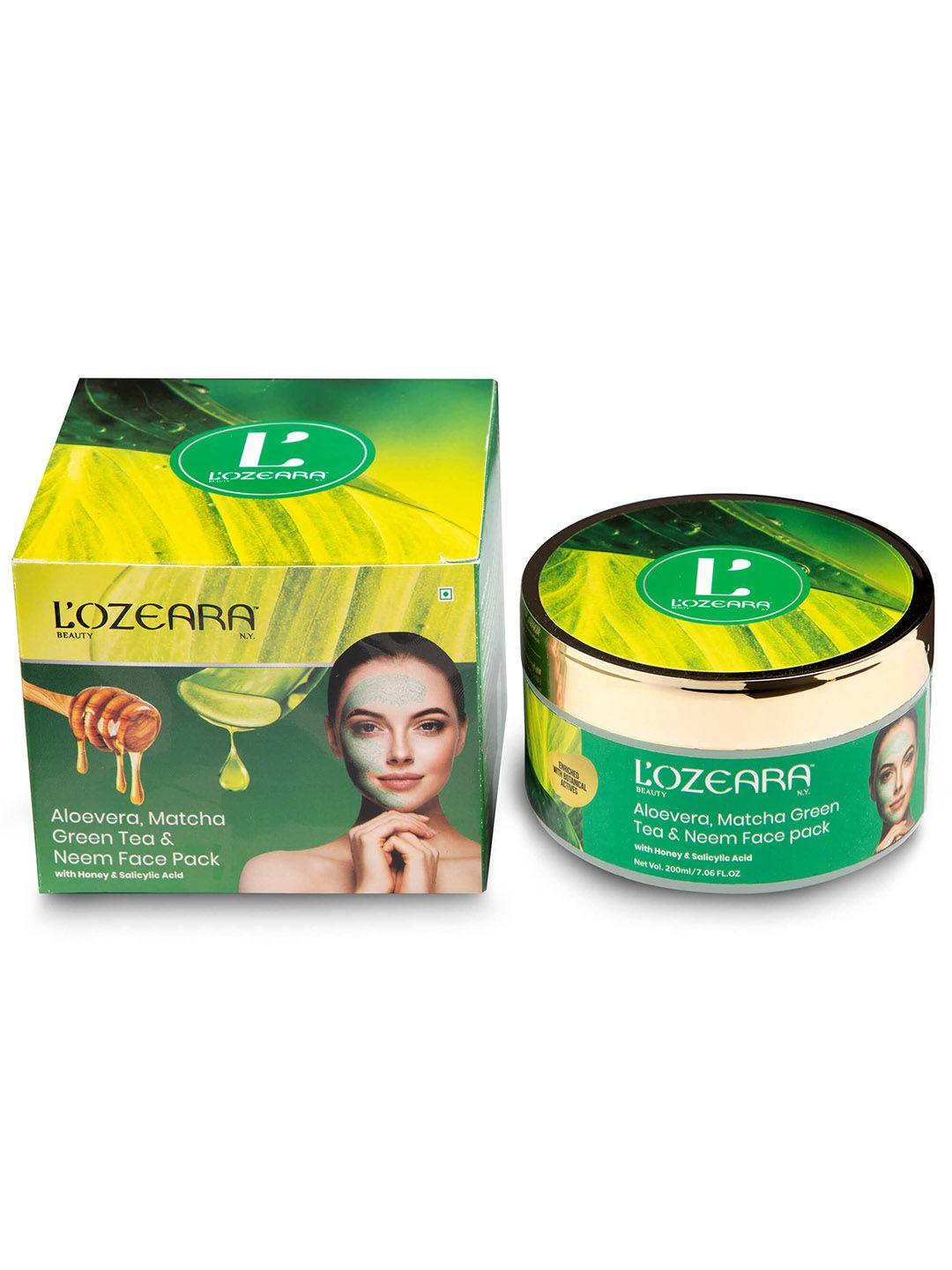 lozeara beauty n.y aloevera matcha green tea & neem face pack - 200 ml