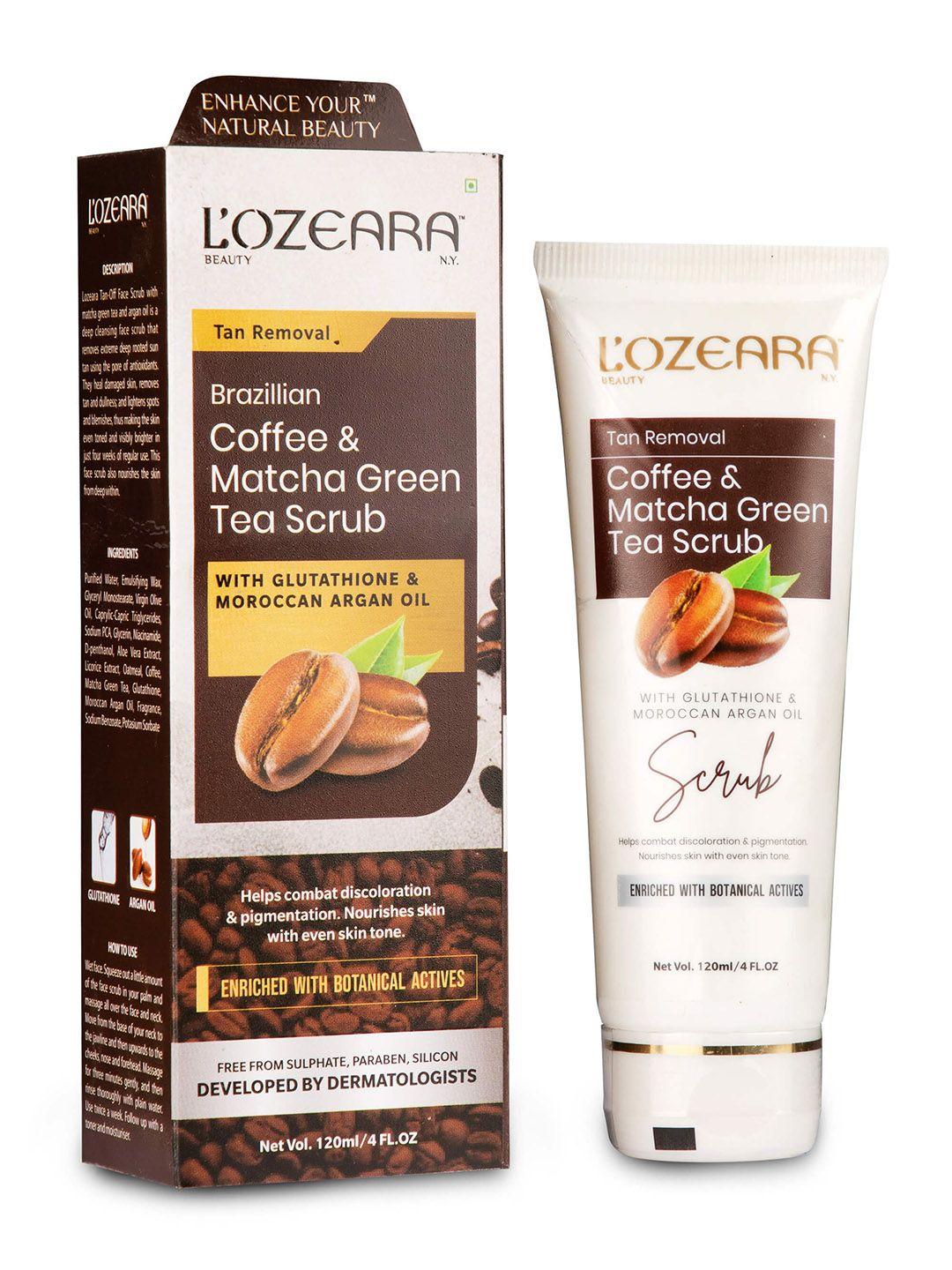 lozeara beauty n.y brown coffee & matcha green tea face scrub