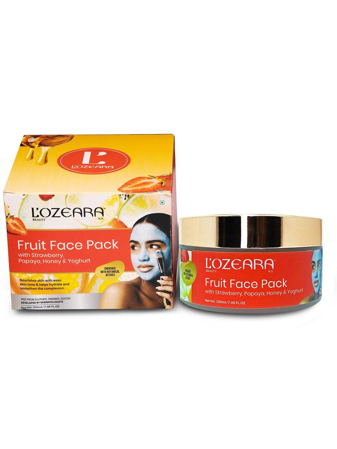 lozeara beauty n.y fruit face pack with strawberry, papaya & honey - 200 ml