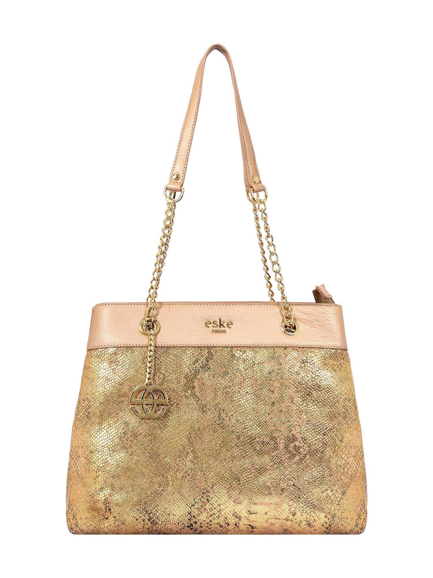 lucie chain tote light gold python