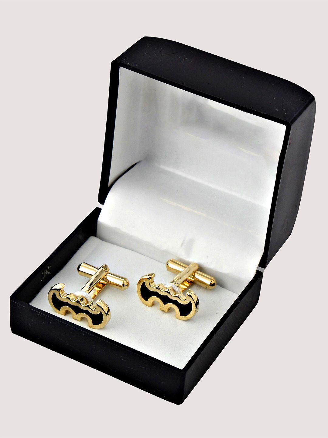 lucky jewellery black gold plated quirky cufflink