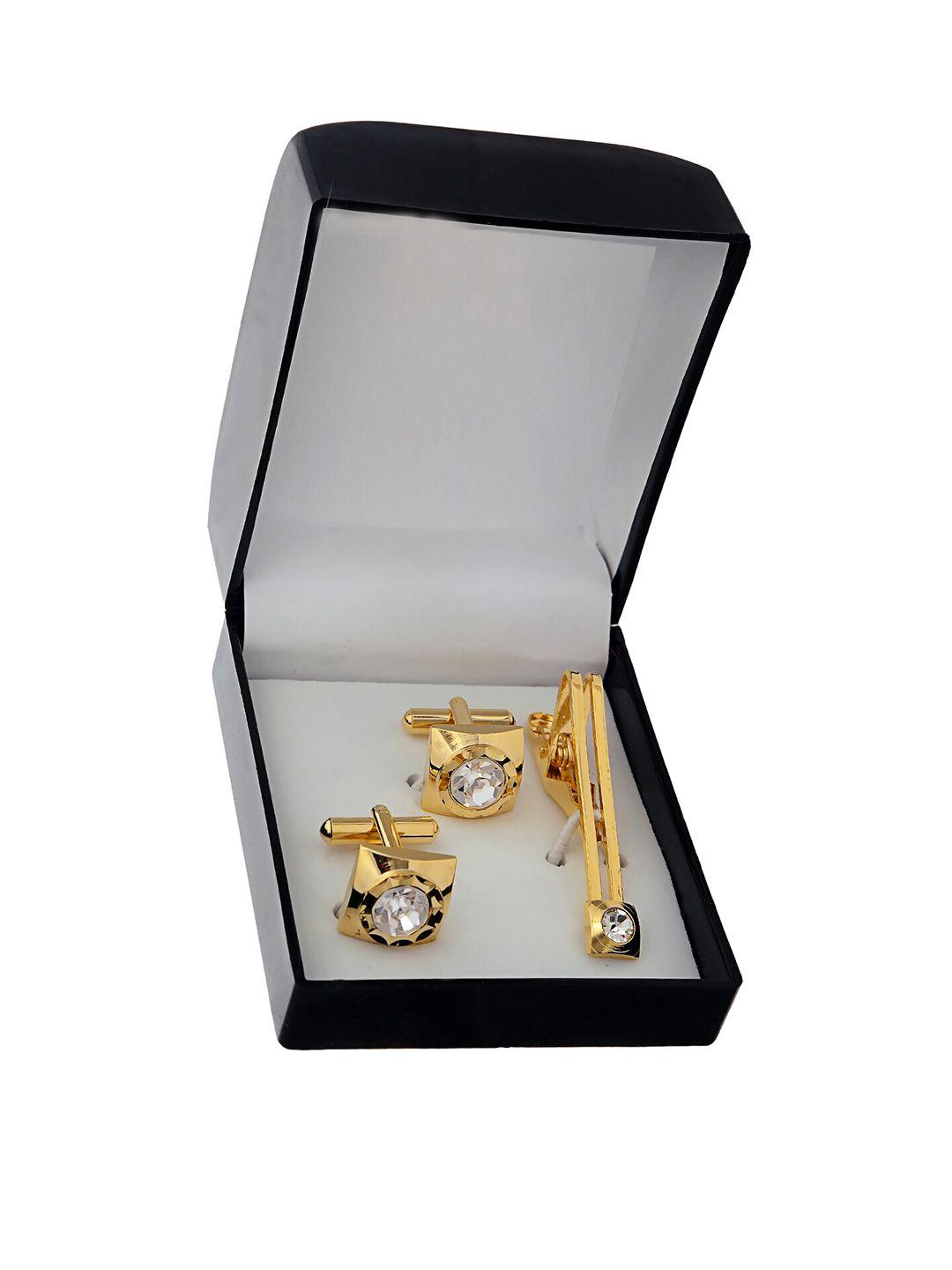 lucky jewellery gold plated geometric cufflink