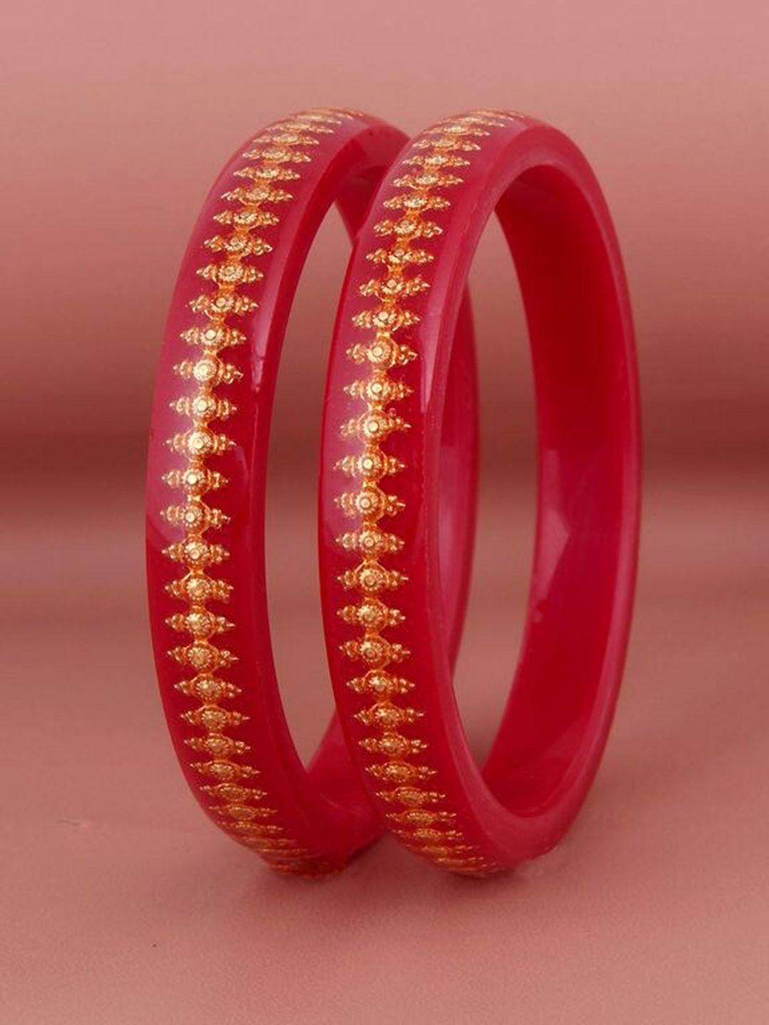 lucky jewellery maroon & red-toned sankha & bengali pola traditional bangles