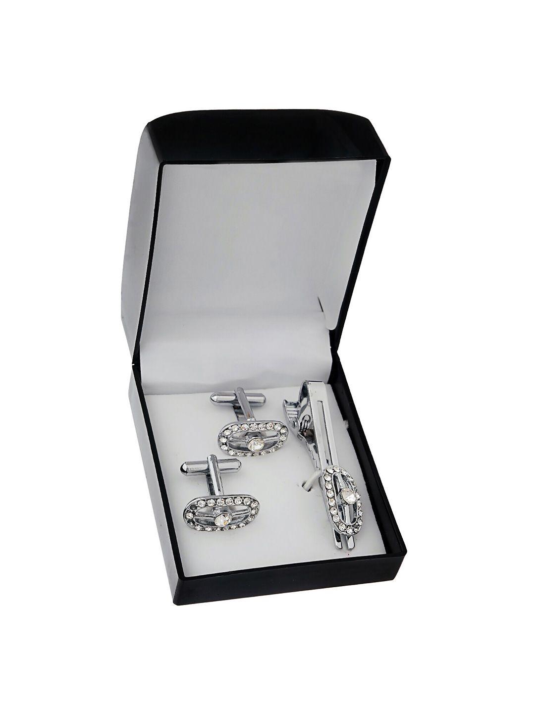 lucky jewellery silver plated geometric cufflink