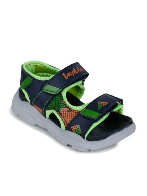 lucy & luke by liberty kids green & navy floater sandals