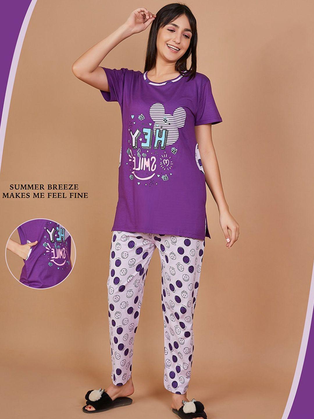 lugo mickey mouse printed night suit