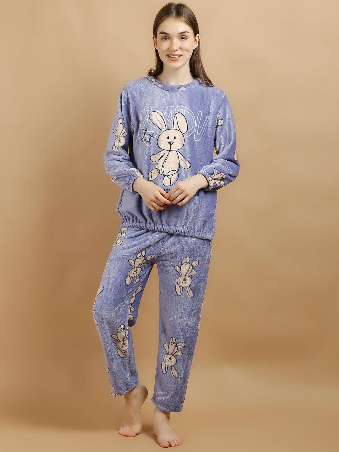 lugo printed round neck night suit