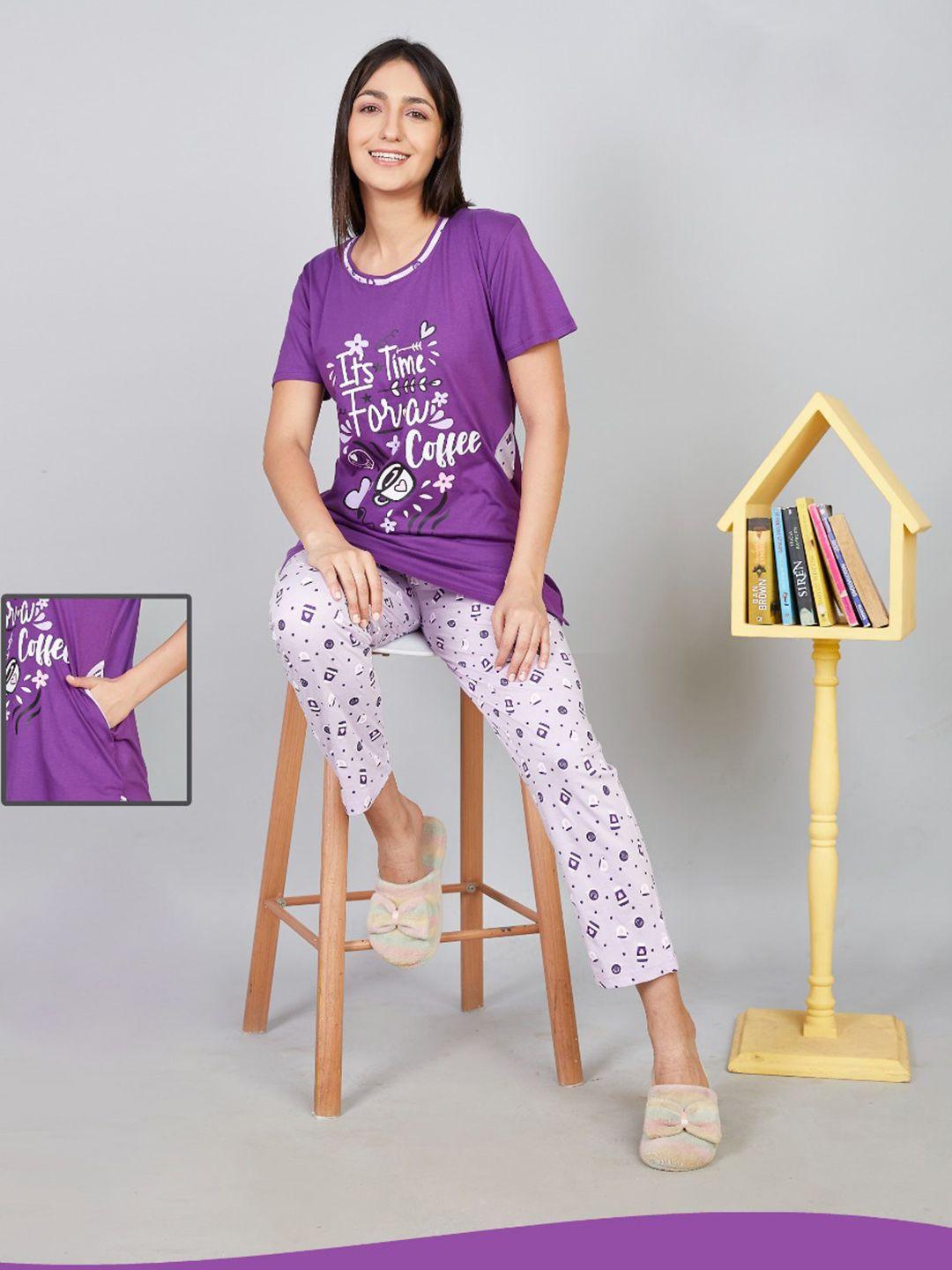 lugo typography printed night suit