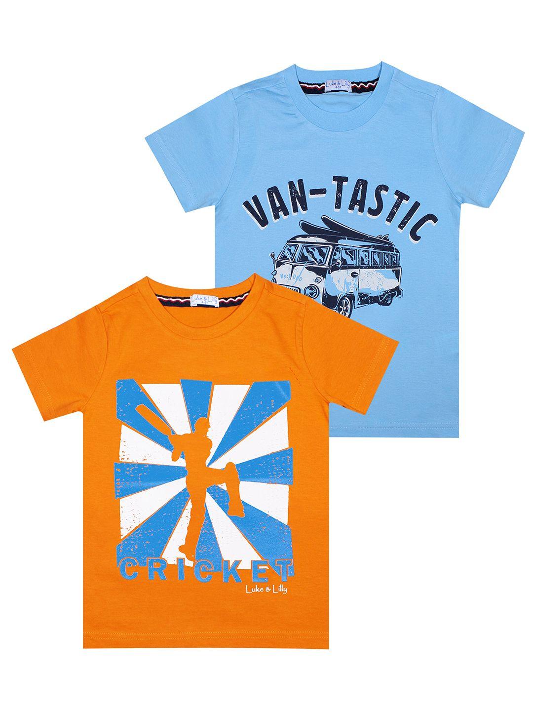 luke--lilly-boys-pack-of-2-orange--blue-printed--pure-cotton-t-shirt