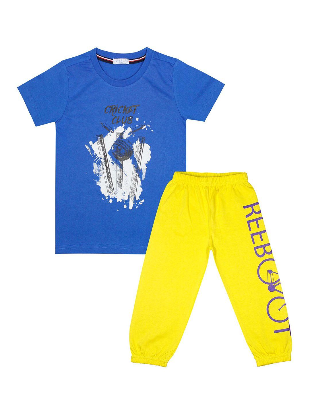 luke & lilly boys multicoloured & yellow printed t-shirt with pyjamas