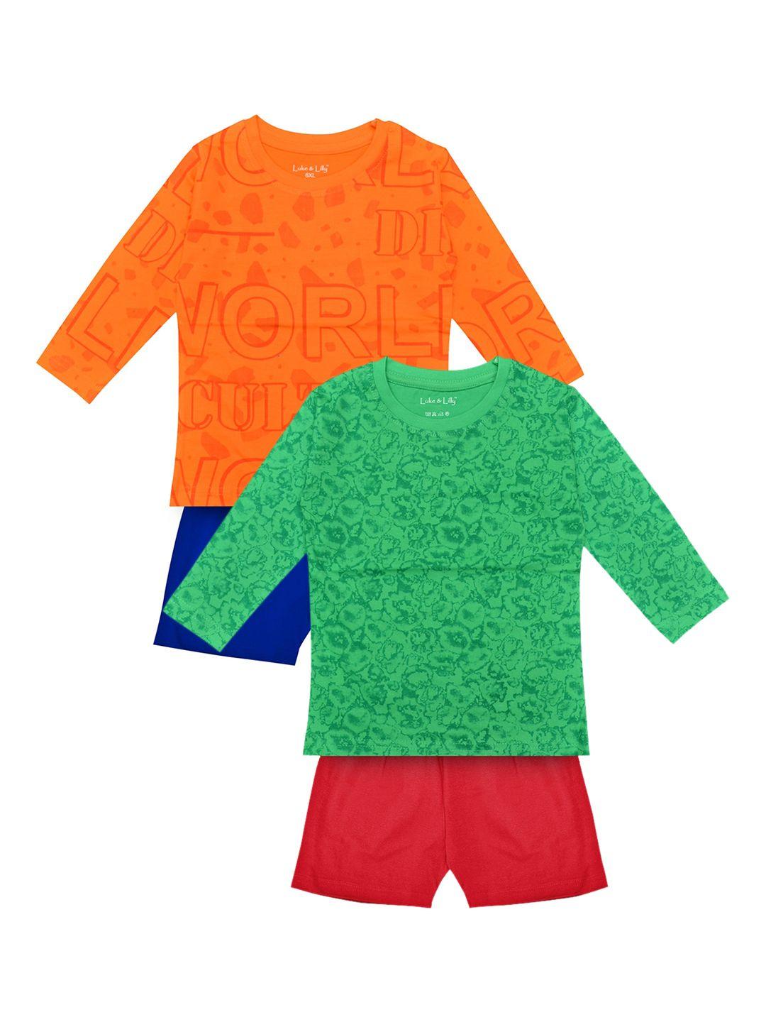 luke & lilly boys multicoloured set of 2 printed t-shirt with shorts