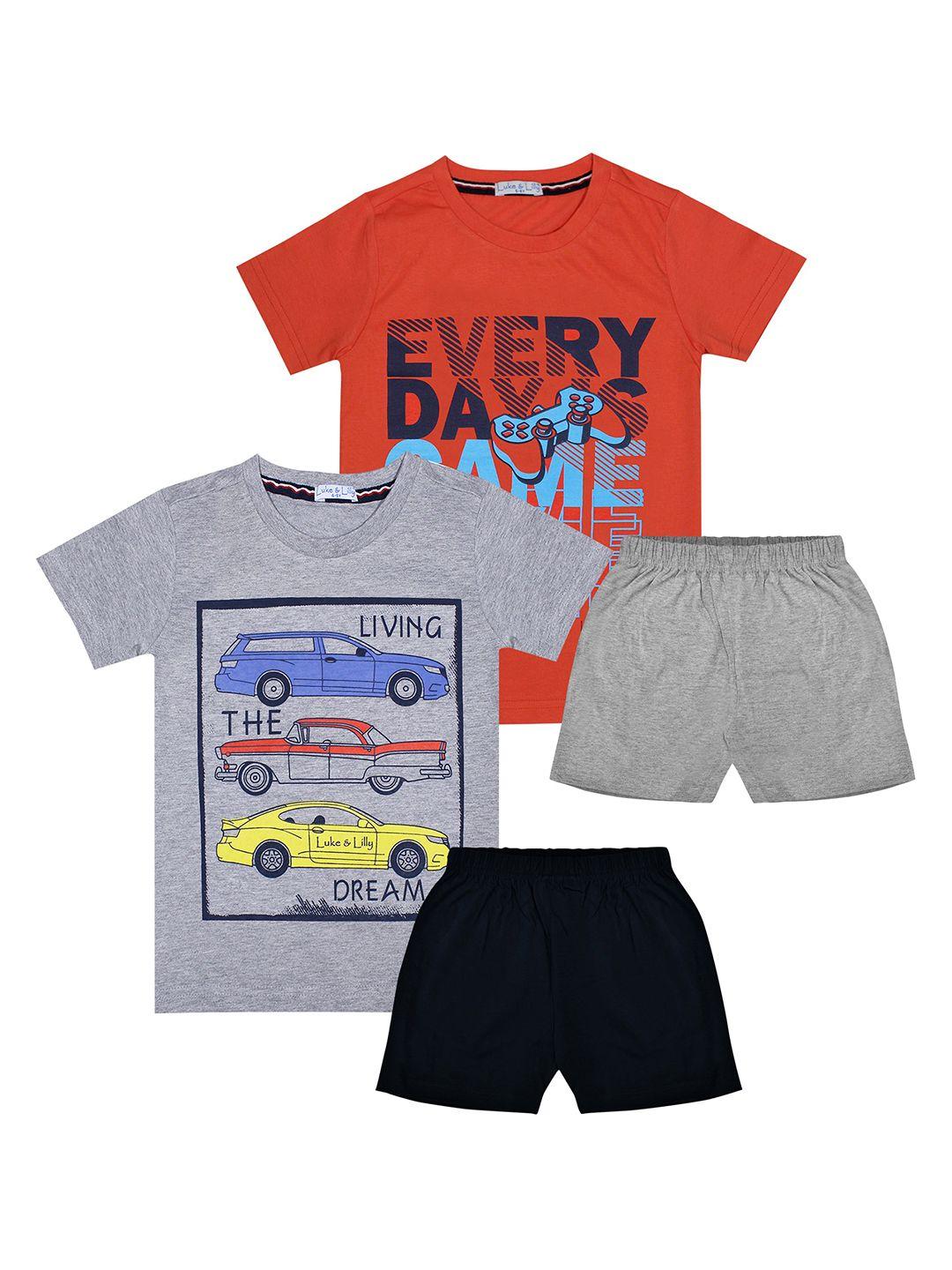 luke & lilly boys pack of 2 multicoloured printed t-shirt with shorts