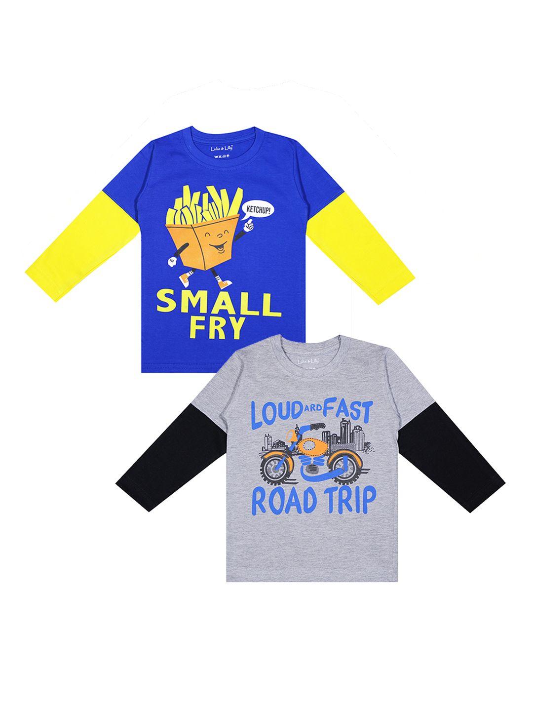 luke & lilly boys pack of 2 printed round neck t-shirts