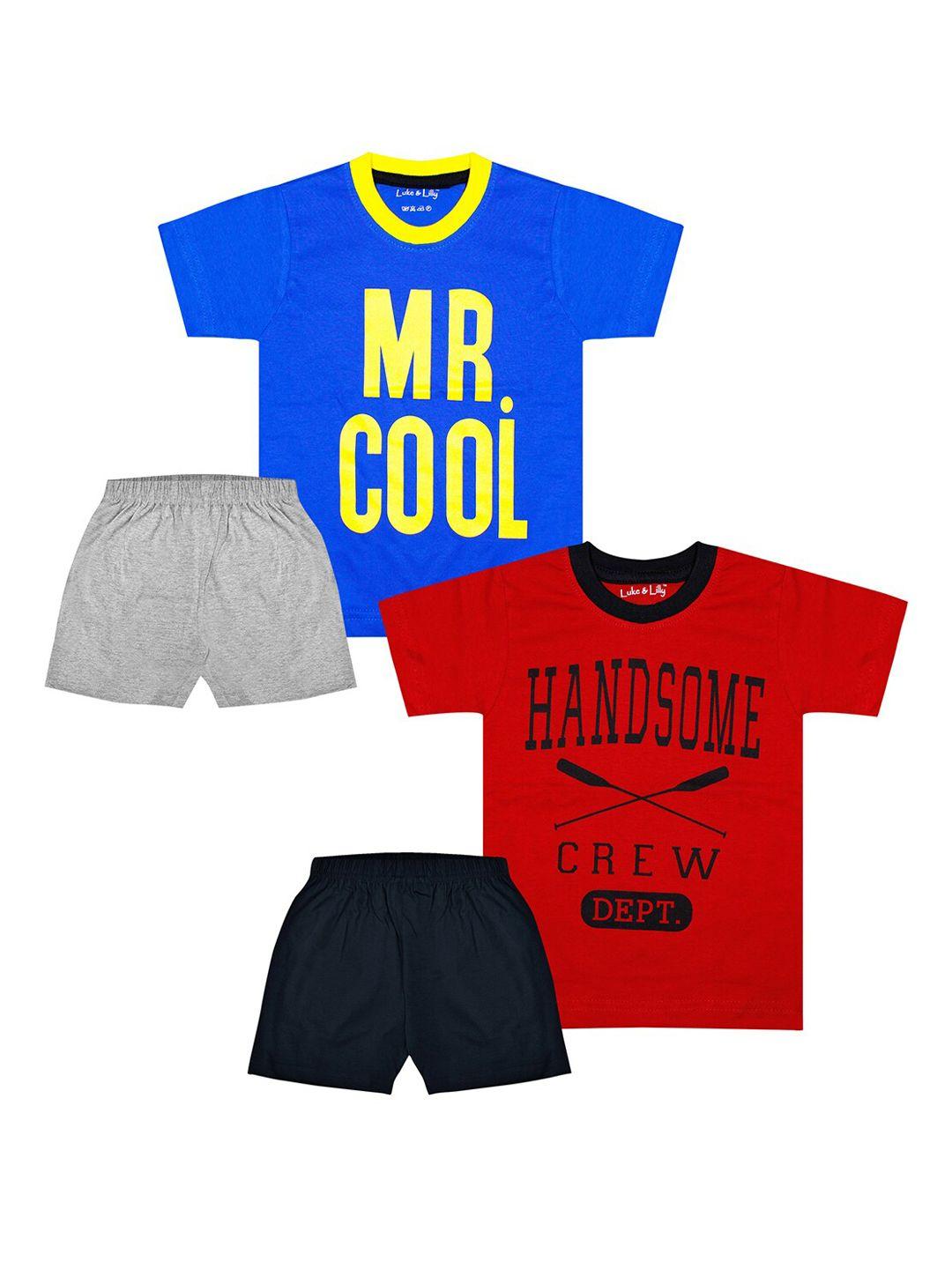 luke & lilly boys pack of 2 printed t-shirt with shorts