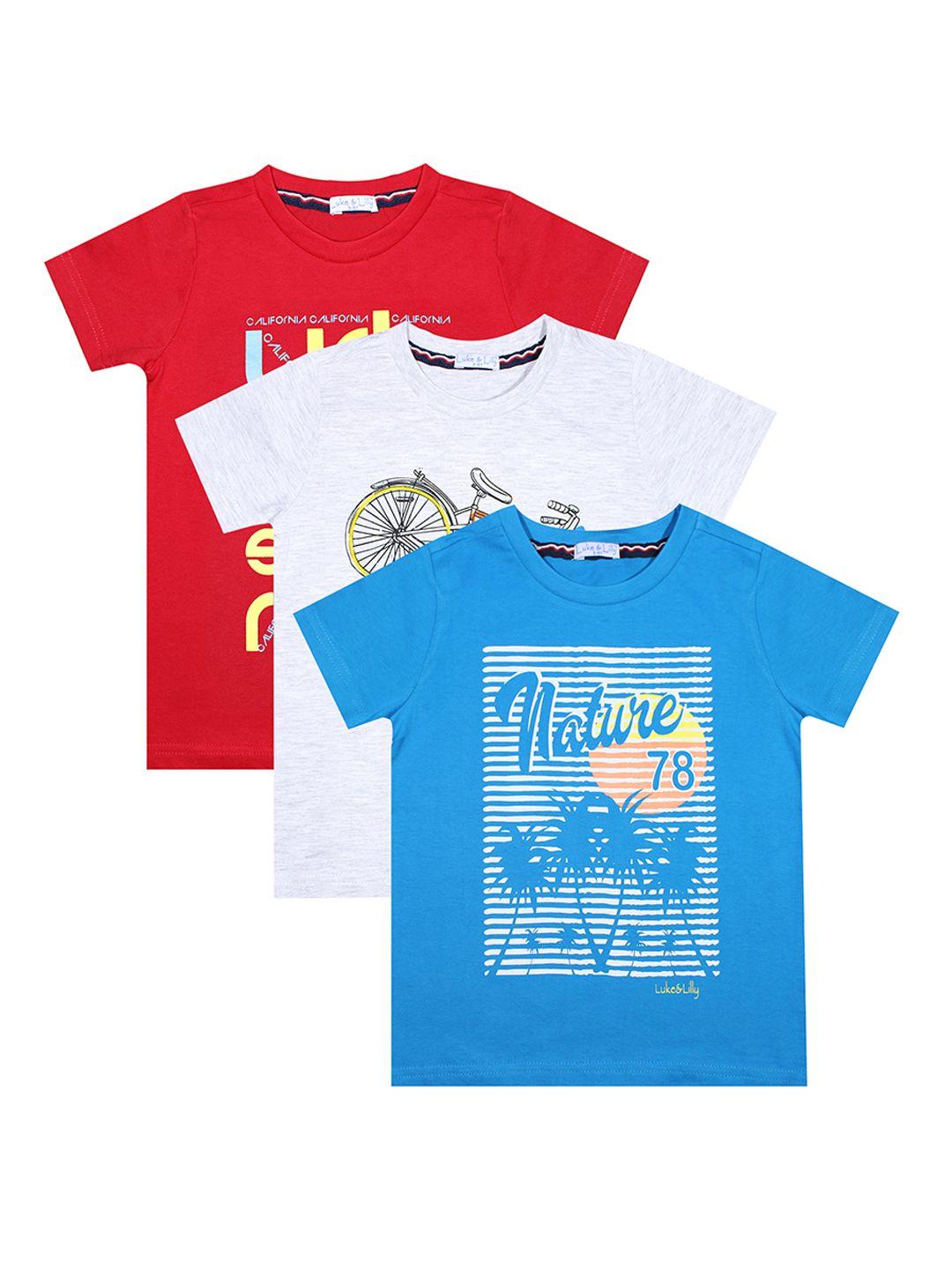 luke & lilly boys pack of 3 printed round neck t-shirts