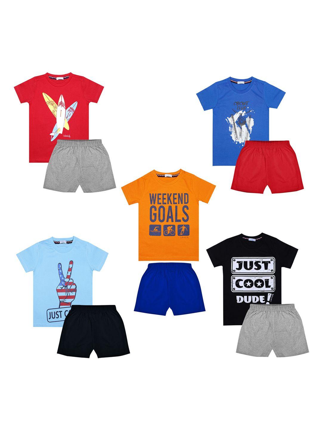 luke & lilly boys pack of 5 printed t-shirt with shorts