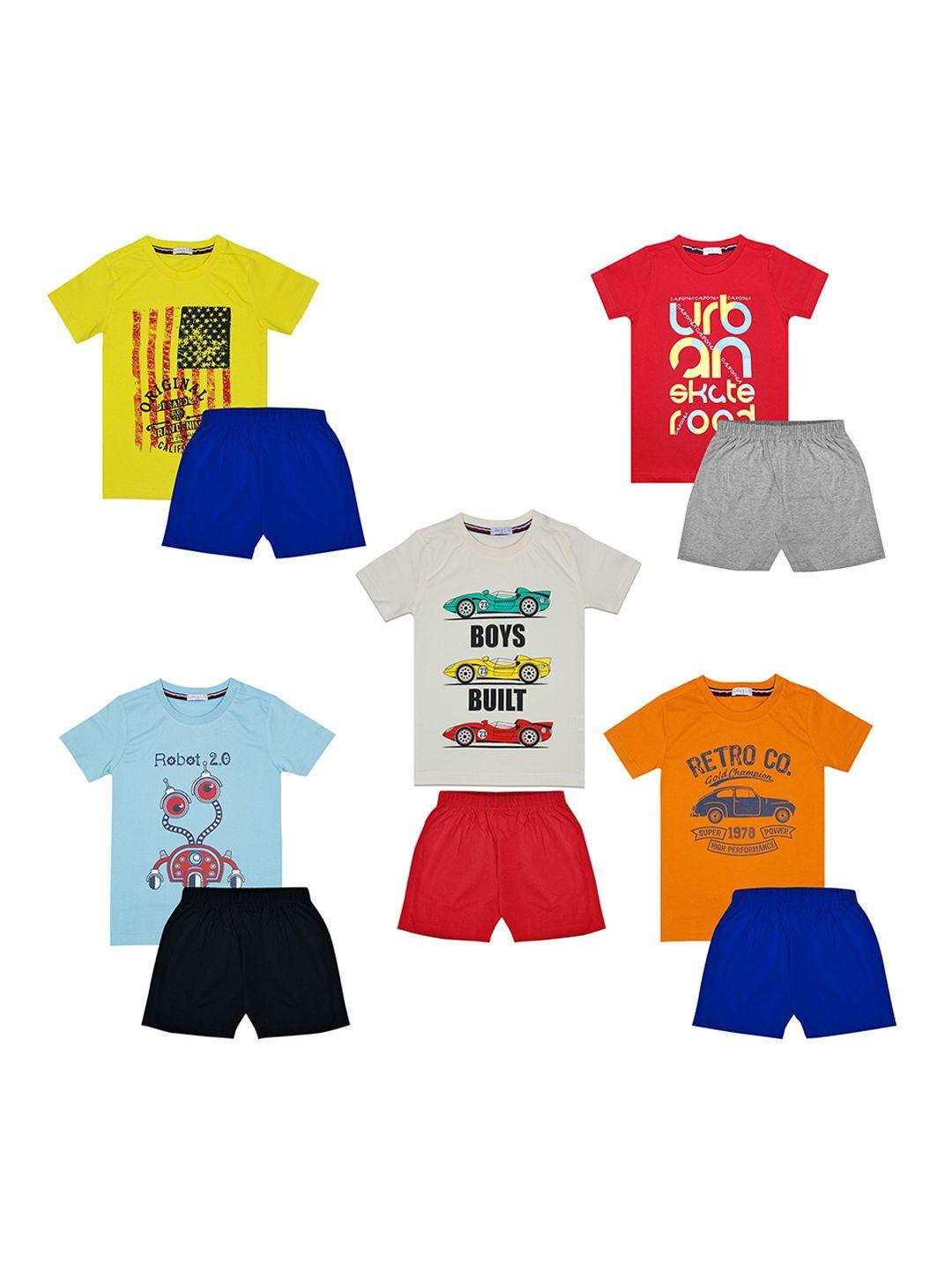 luke & lilly boys pack of 5 printed t-shirt with shorts