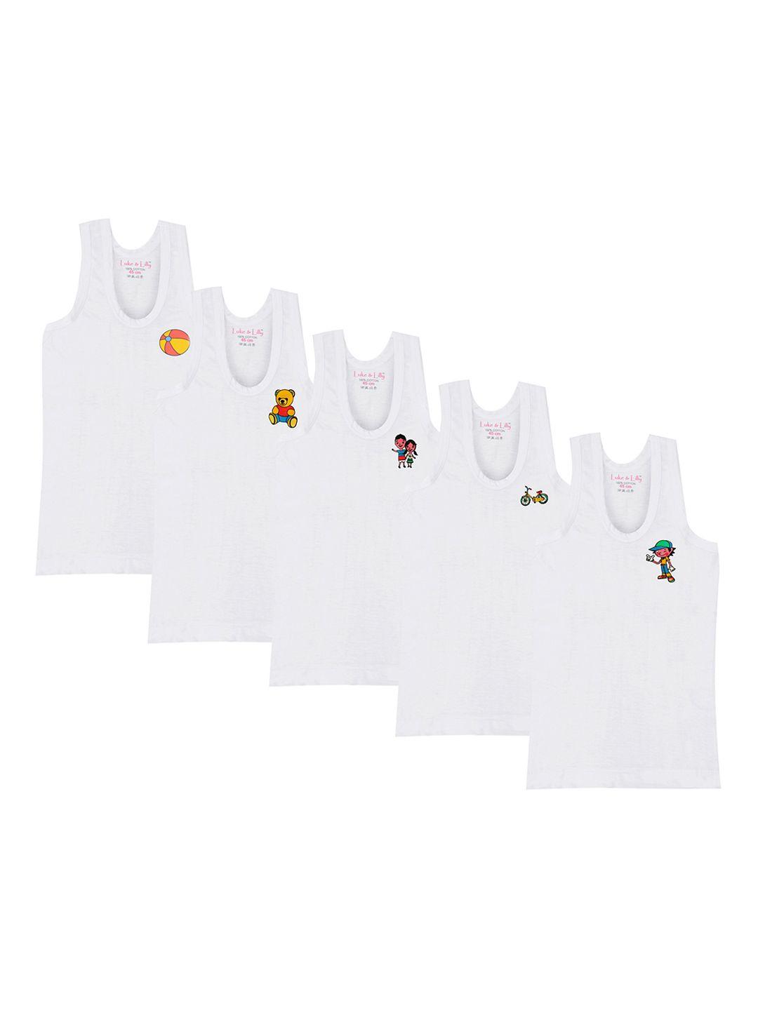 luke & lilly boys pack of 5 solid printed innerwear vests lnlkdsvst001