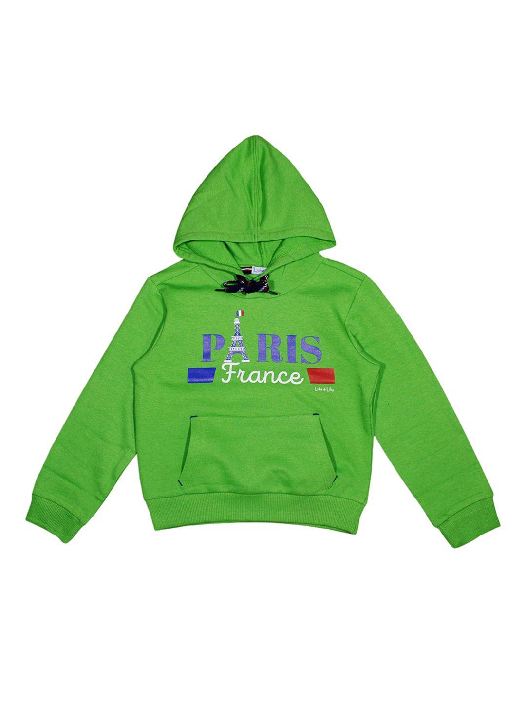 luke & lilly boys green printed hooded sweatshirt
