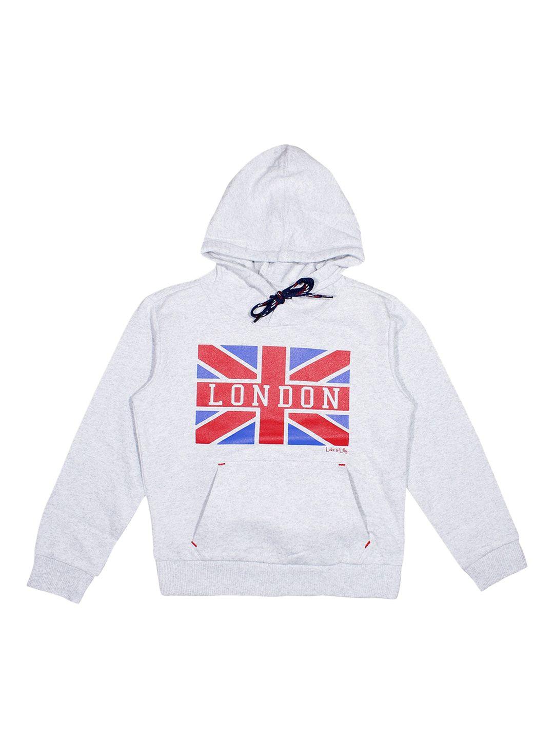 luke & lilly boys grey printed hooded sweatshirt