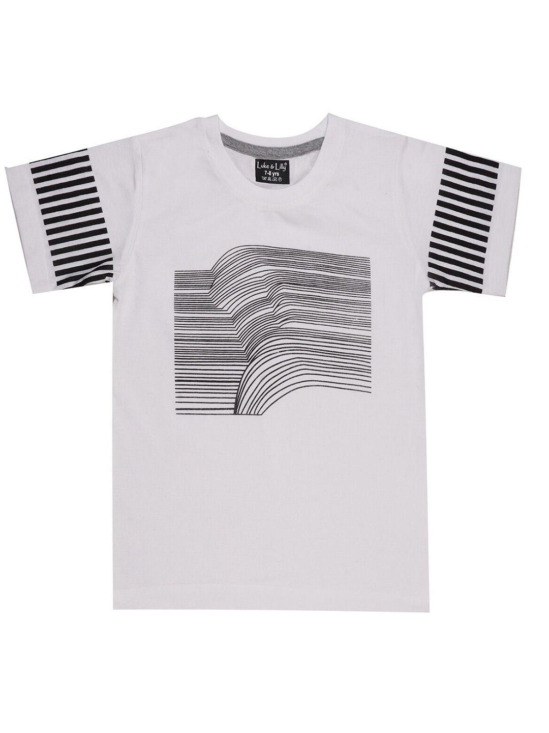 luke & lilly boys horizontal striped pure cotton t-shirt