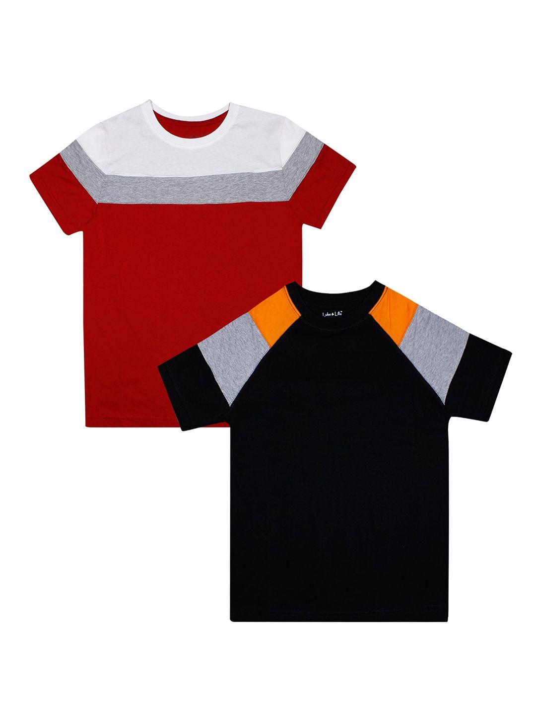 luke & lilly boys pack of 2 colourblocked round neck t-shirts