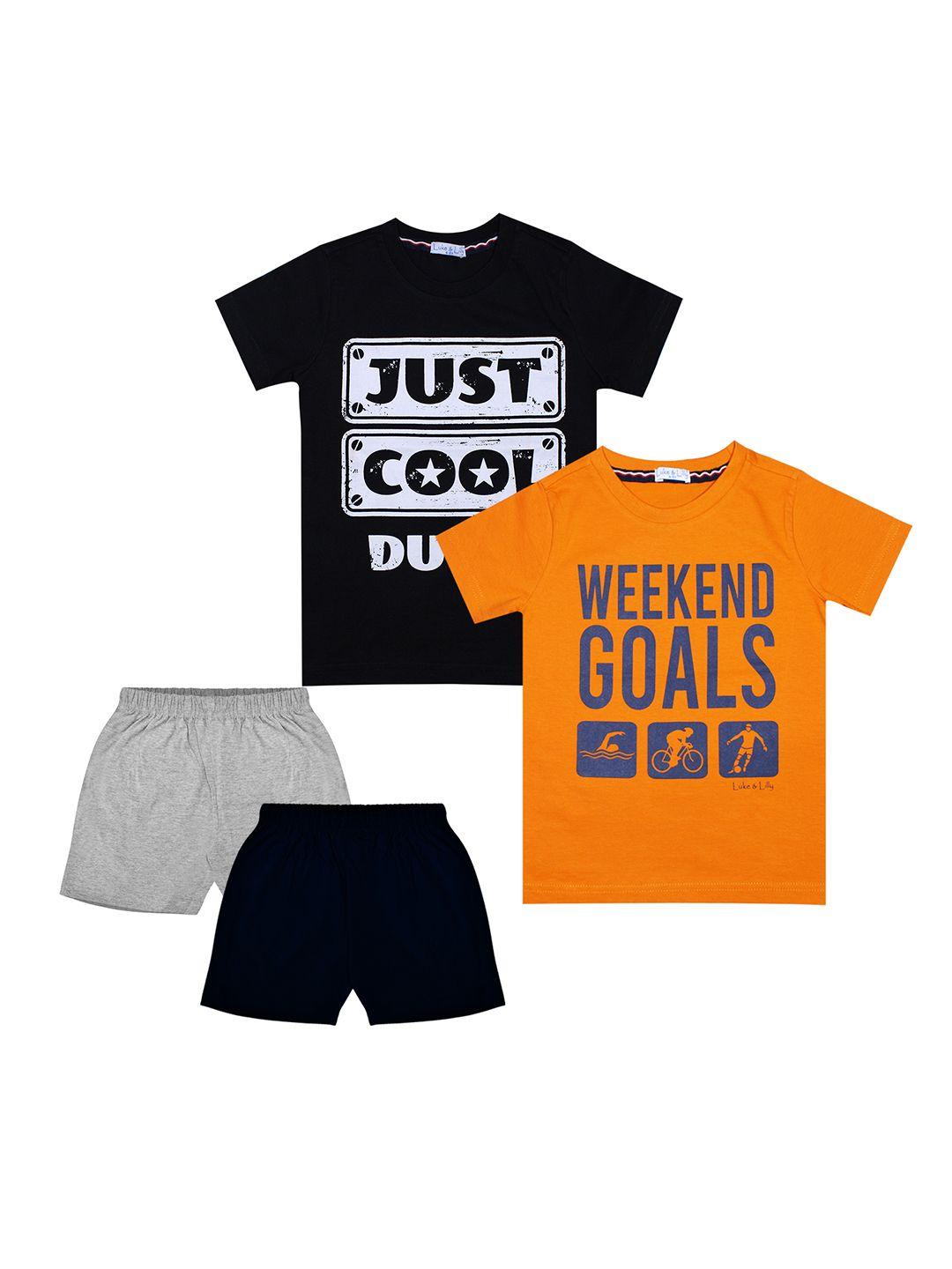 luke & lilly boys pack of 2 printed t-shirt with shorts