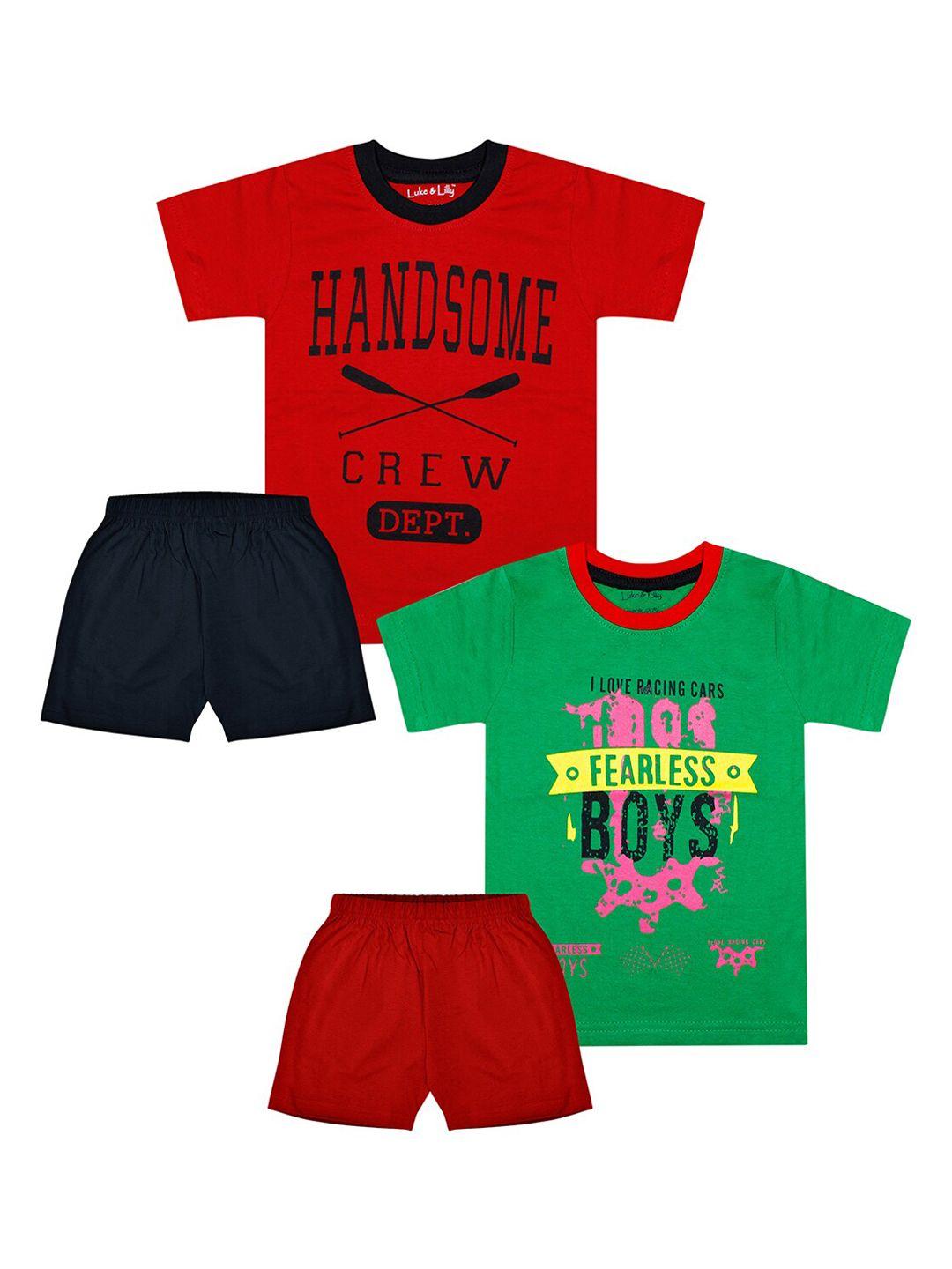 luke & lilly boys pack of 2 printed t-shirt with shorts
