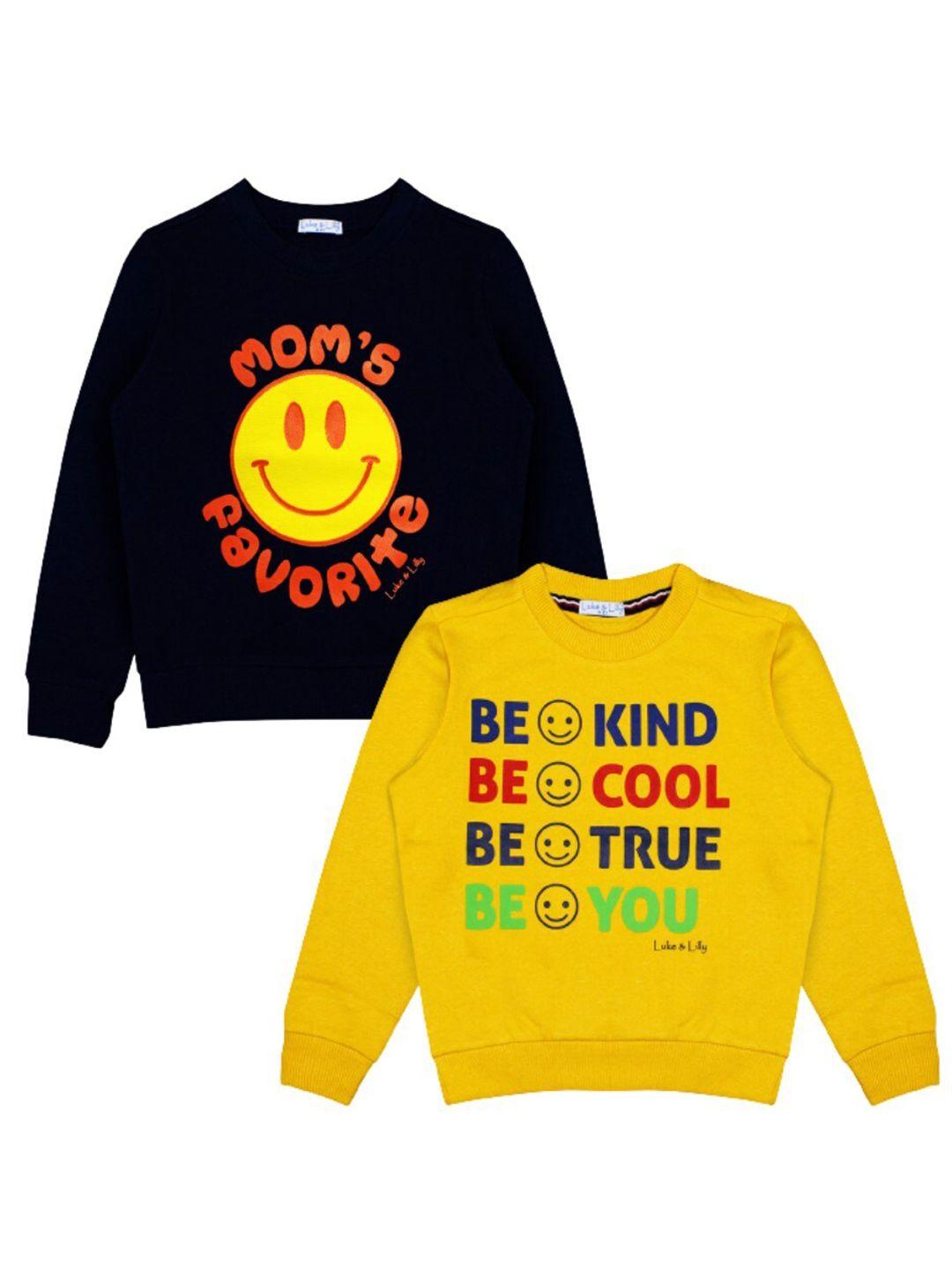 luke & lilly boys pack of 2 typography printed pullover pure cotton sweatshirt