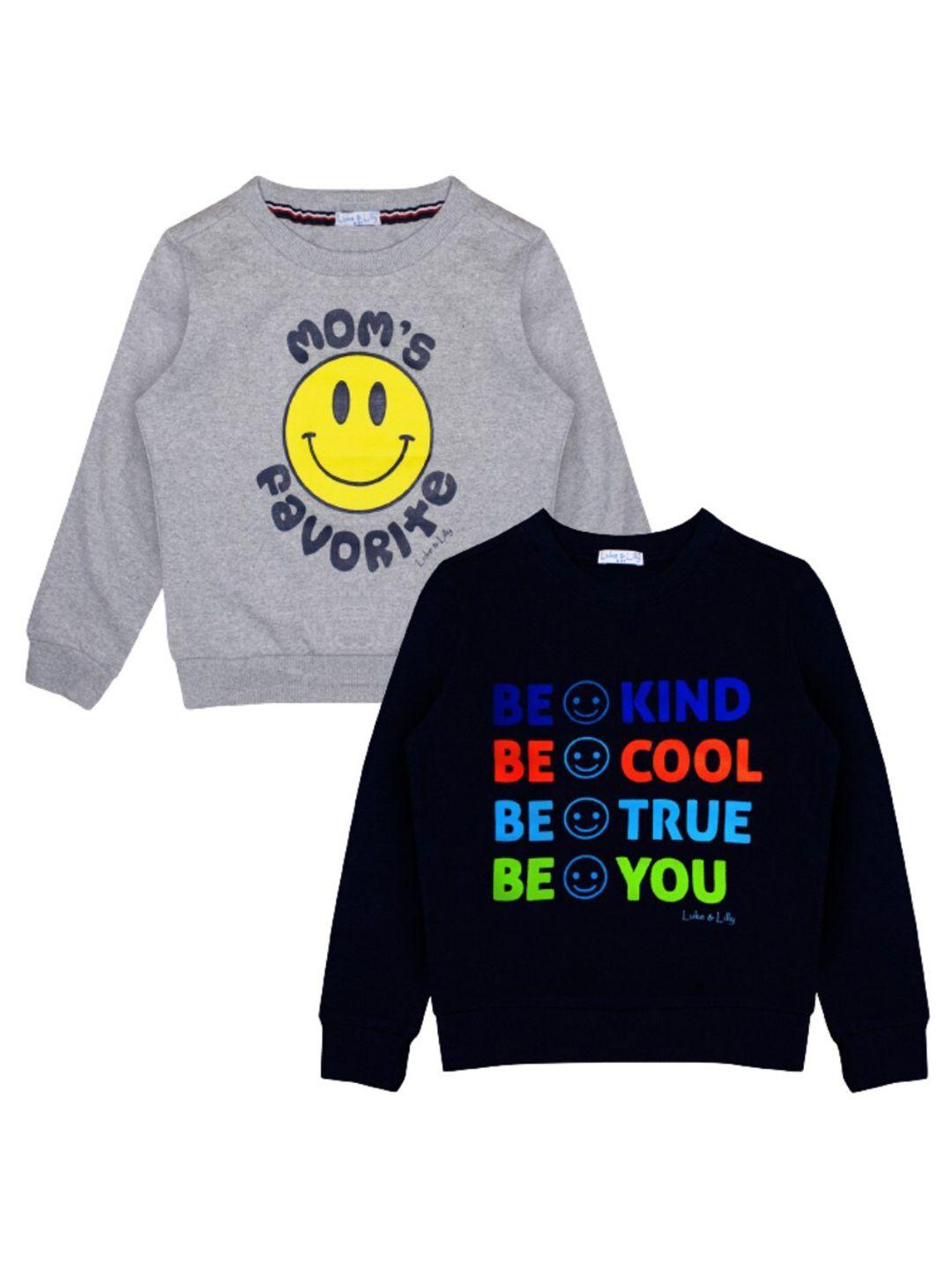 luke & lilly boys pack of 2 typography printed pullover pure cotton sweatshirt