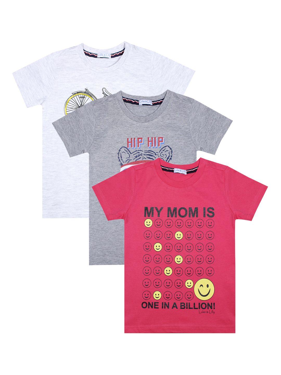 luke & lilly boys pack of 3 printed round neck t-shirts